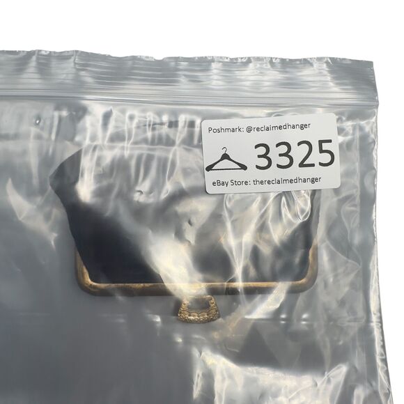 Lewis Black Fabric Clutch Purse Metal Frame Kiss Lock Closure Womens USA‎ Made - Picture 7 of 10